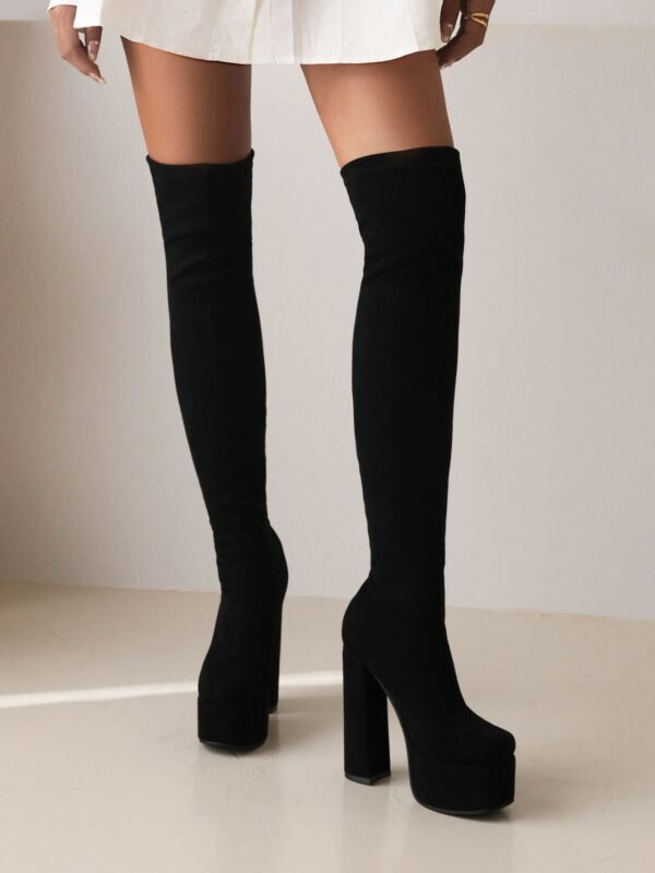 Botas de Media de Tacón Grueso y Plataforma Elegantes - Image 3