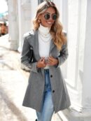 Sobretodo Casual con Botones y Cuello Solapa