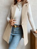 Chaleco Sobretodo Elegante con Solapa y Botón Unico
