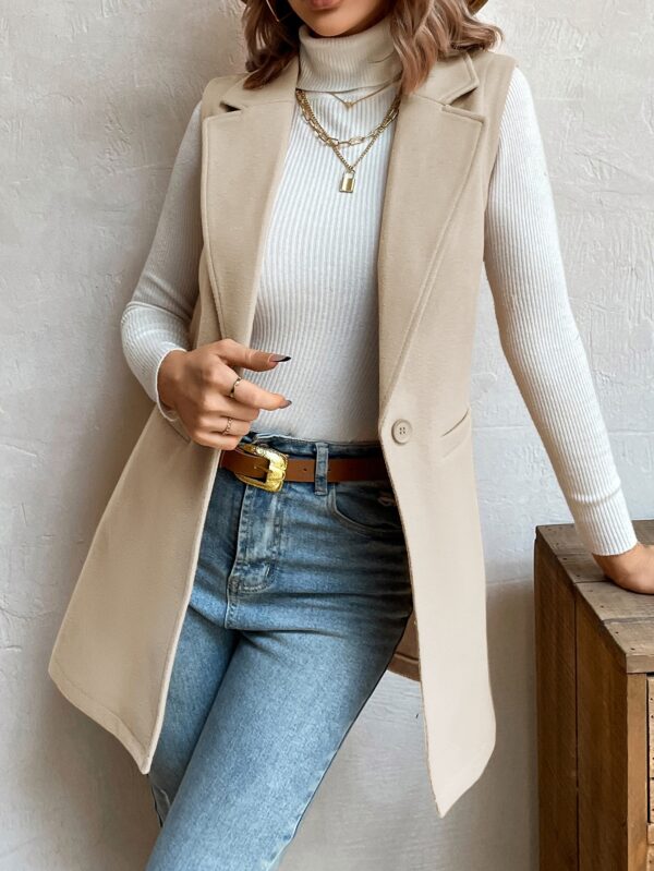 Chaleco Sobretodo Elegante con Solapa y Botón Unico