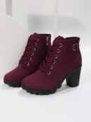 Botas Chelsea de Tacón Alto en Gamuza Sintética Negra con Cierre Lateral