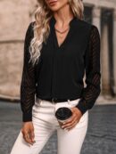 Blusa Cuello Muesca y Mangas Obispo en Blanco