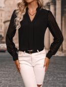 Blusa Cuello Muesca y Mangas Obispo en Blanco