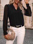 Blusa Cuello Muesca y Mangas Obispo en Blanco