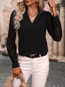 Blusa Cuello Muesca y Mangas Obispo en Blanco