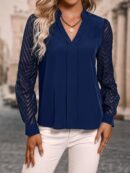 Blusa Cuello Muesca y Mangas Obispo en Blanco