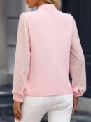Blusa Cuello Muesca y Mangas Obispo en Blanco