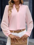 Blusa Cuello Muesca y Mangas Obispo en Blanco