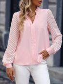 Blusa Cuello Muesca y Mangas Obispo en Blanco