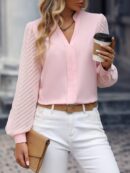 Blusa Cuello Muesca y Mangas Obispo en Blanco