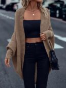 Cardigan Abierto de Manga Batwing en Tejido Suave
