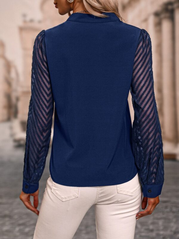 Blusa Cuello Muesca y Mangas Obispo en Blanco - Image 64