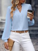Blusa Cuello Muesca y Mangas Obispo en Blanco