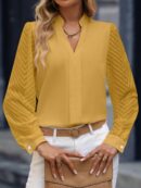Blusa Cuello Muesca y Mangas Obispo en Blanco