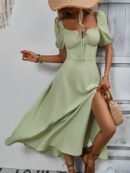 Vestido Largo Boho Floral con Nudo y Abertura en Pierna