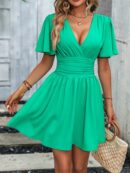 Vestido Casual Cuello en V con Mangas Mariposa