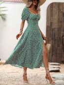 Vestido Largo Boho Floral con Nudo y Abertura en Pierna