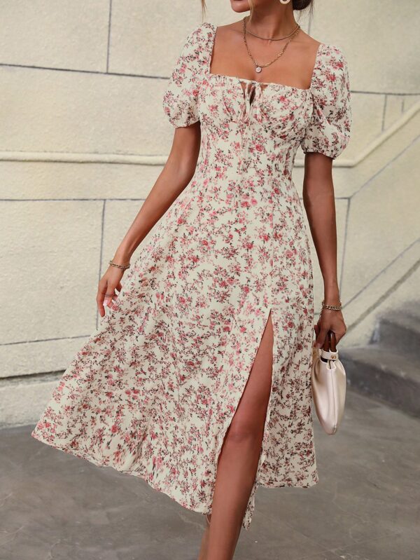 Vestido Largo Boho Floral con Nudo y Abertura en Pierna - Image 16