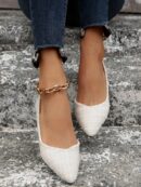 Zapatos Planos de Mujer en Beige, punta fina para Primavera/Otoño