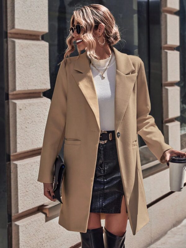 Abrigo de Lana Estilo Casual con Solapa y Botón Único - Image 12