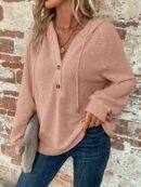 Sudadera con Capucha y Botones Media Manga Raglan