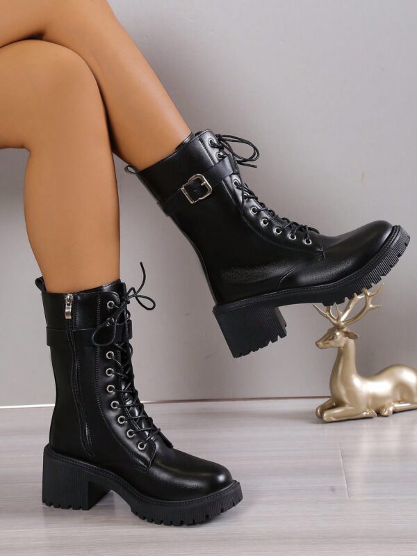 Botas de Tobillo de Tacón Medio, Minimalistas y de Estilo Occidental