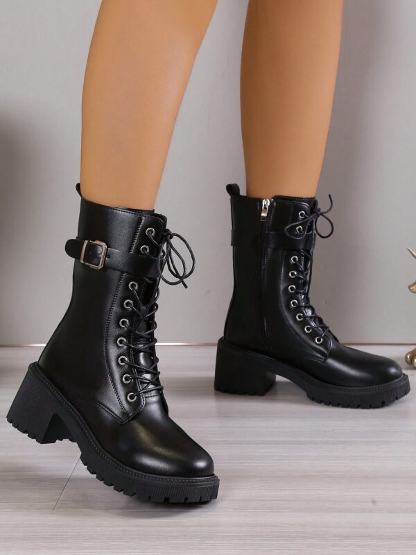 Botas de Tobillo de Tacón Medio, Minimalistas y de Estilo Occidental - Image 2