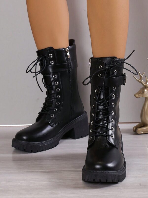 Botas de Tobillo de Tacón Medio, Minimalistas y de Estilo Occidental - Image 3