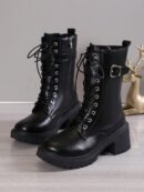 Botas de Tobillo de Tacón Medio, Minimalistas y de Estilo Occidental