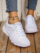 Zapatillas Deportivas con Cordones y Encaje Floral Anti-Deslizantes para Mujer