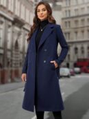 Sobretodo Elegante de Color Sólido con Botones Dobles y Cinturón
