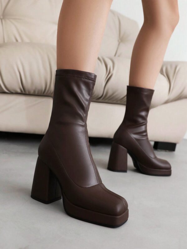 Zapatos de Tacón Chunky con Plataforma Impermeable y Correa al Tobillo