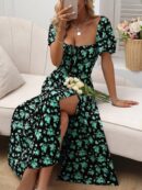 Vestido Largo Boho Floral con Nudo y Abertura en Pierna