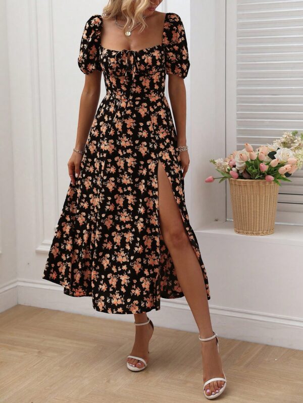Vestido Largo Boho Floral con Nudo y Abertura en Pierna - Image 88