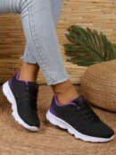 Zapatillas Deportivas con Cordones y Encaje Floral Anti-Deslizantes para Mujer