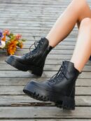 Botas Negras de Estilo Combat para Otoño/Invierno