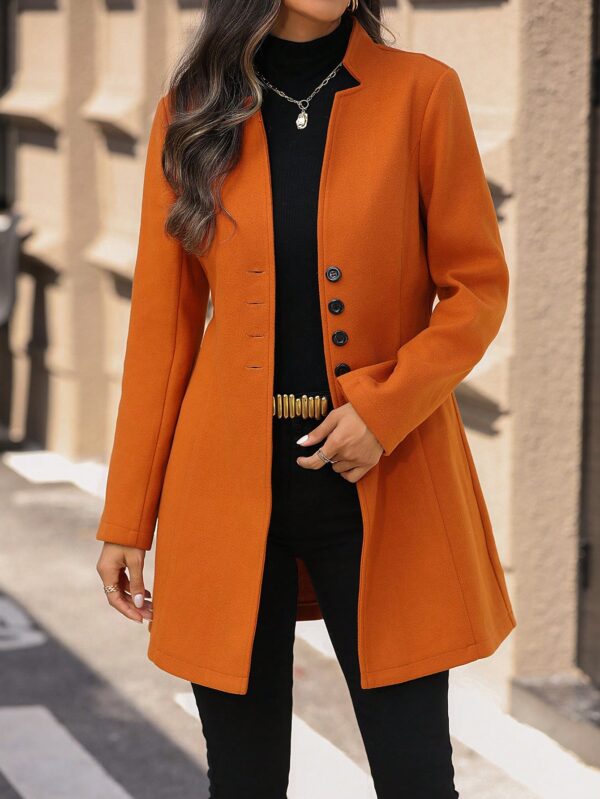 Chaqueta de Lana con Cuello Alto y Entallada para Mujer - Image 19