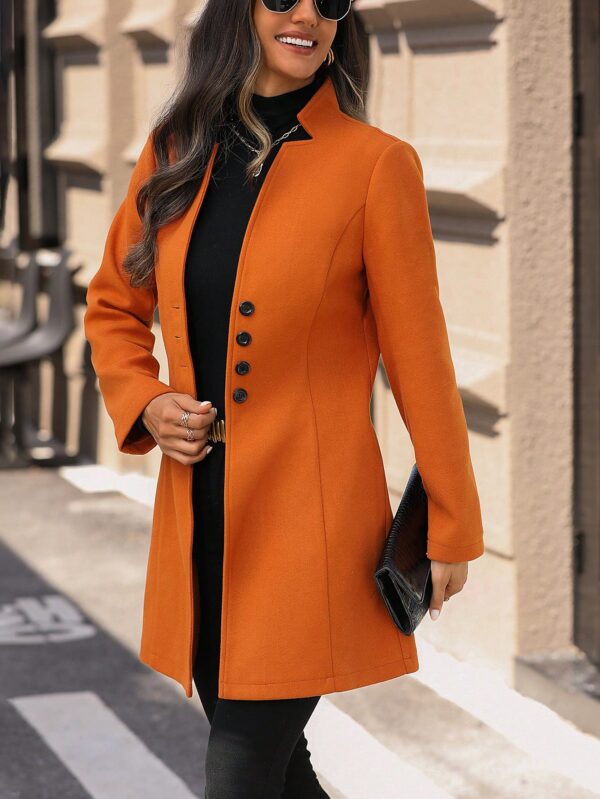 Chaqueta de Lana con Cuello Alto y Entallada para Mujer - Image 21