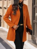 Chaqueta de Lana con Cuello Alto y Entallada para Mujer