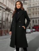 Sobretodo Elegante de Color Sólido con Botones Dobles y Cinturón