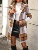 Chaqueta de Lana con Capucha y Estampado Escocés