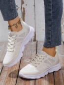 Zapatillas Deportivas con Cordones y Encaje Floral Anti-Deslizantes para Mujer