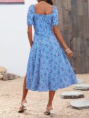 Vestido Largo Boho Floral con Nudo y Abertura en Pierna