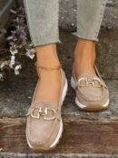 Zapatillas Khaki de Mujer con Suela Gruesa y Cómoda