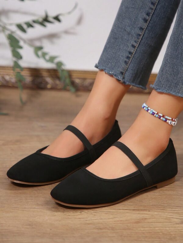 Zapatos Negros de Punta Cuadrada y Banda Elástica - Image 8