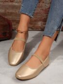 Zapatos Negros de Punta Cuadrada y Banda Elástica
