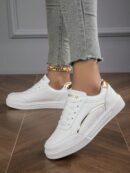 Zapatillas Casuales Blancas de Lona para Mujer, Talla Grande