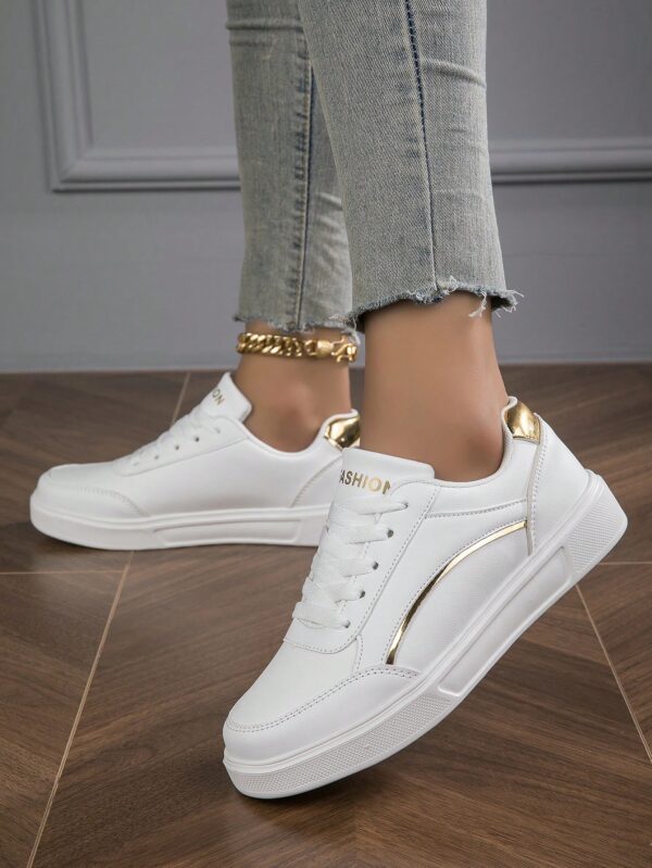 Zapatillas Casuales Blancas de Lona para Mujer, Talla Grande - Image 3