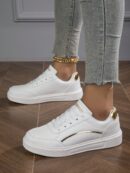 Zapatillas Casuales Blancas de Lona para Mujer, Talla Grande