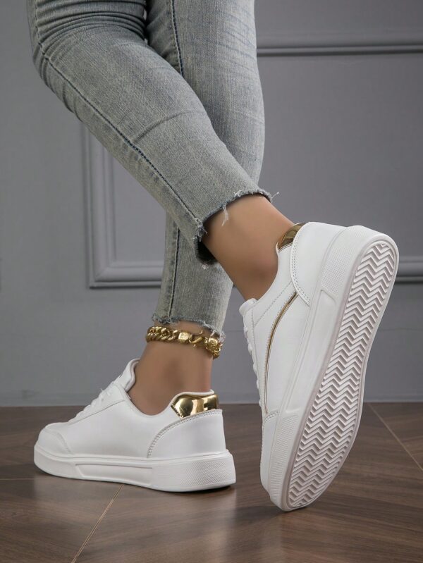 Zapatillas Casuales Blancas de Lona para Mujer, Talla Grande - Image 4